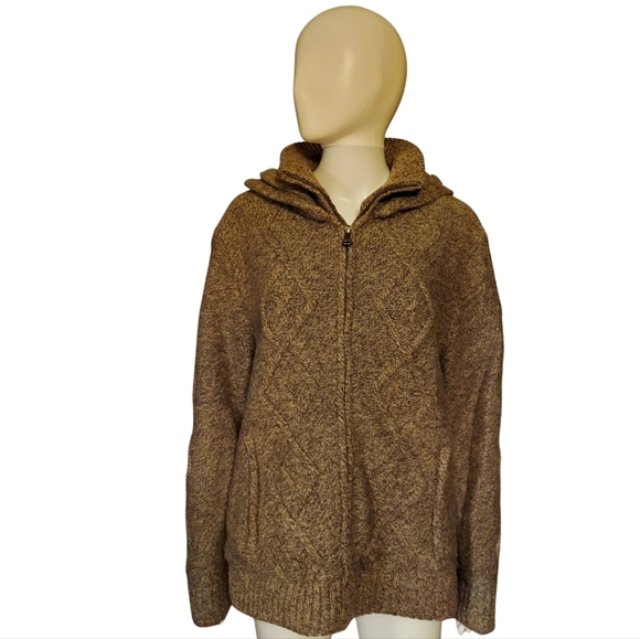 Royal Falcon Wool Blend Cable Knit Faux Fur Lined Hooded SweaterJacket - Picture 8 of 16